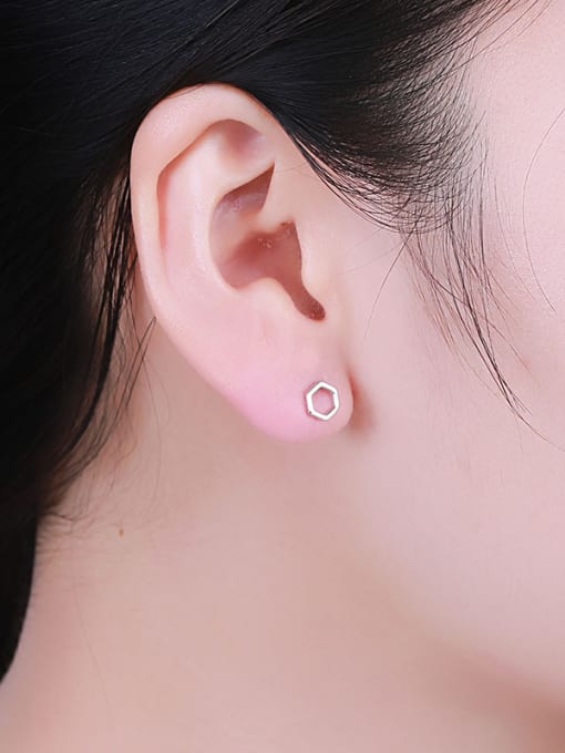 One Silver Women Simply Style Geometric stud Earring 1