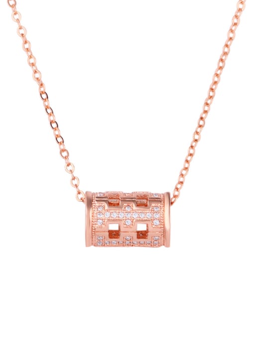 Rose Gold Copper With Cubic Zirconia Fashion Geometric Necklaces