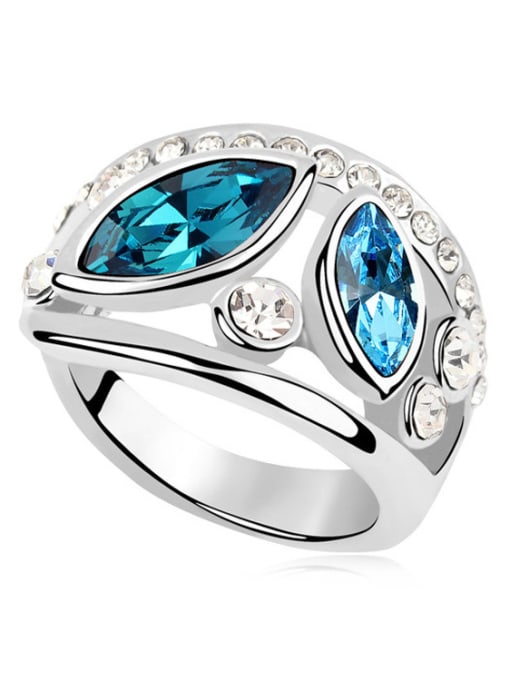 blue Exaggerated Marquise Cubic austrian Crystals Alloy Ring