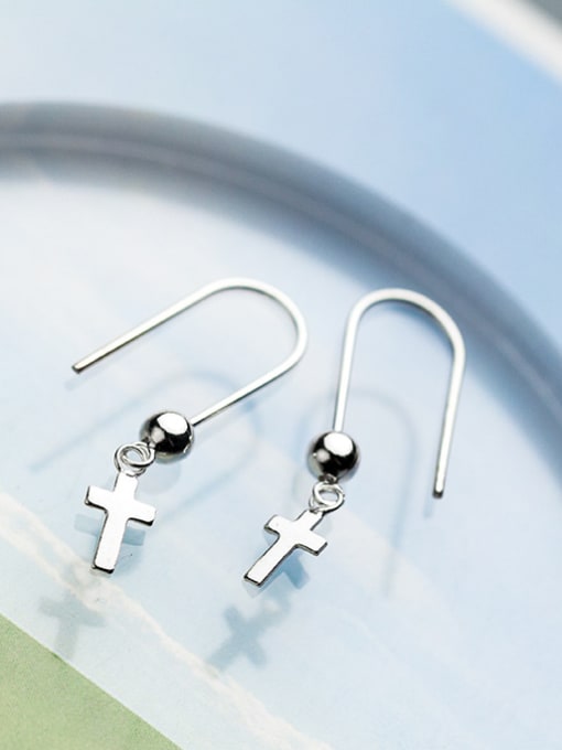 Rosh Elegant Cross Shaped S925 Silver Drop Earrings 1