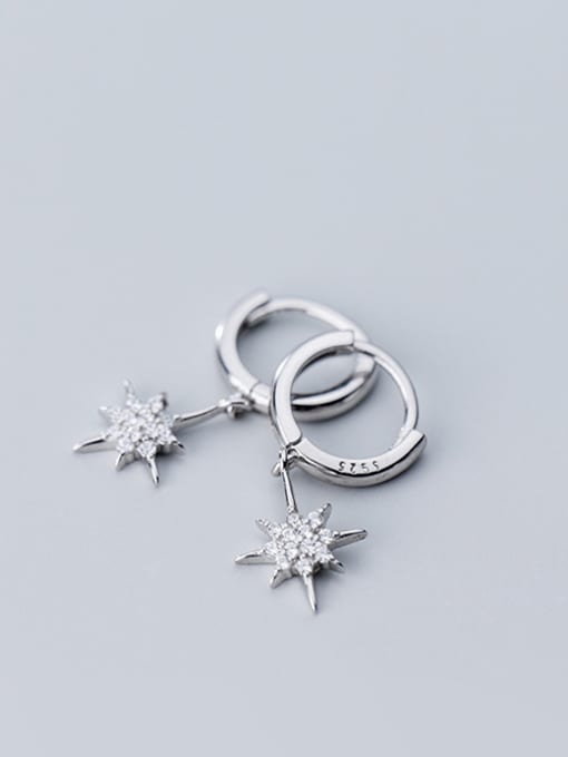 Rosh 925 Sterling Silver With Cubic Zirconia Simplistic Star Earrings 1