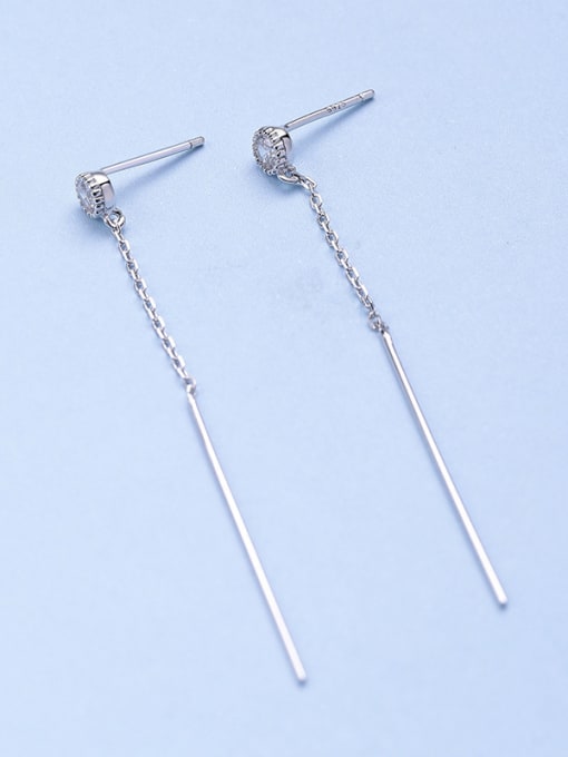 One Silver Elegant Geometric Shaped Stud threader earring 2