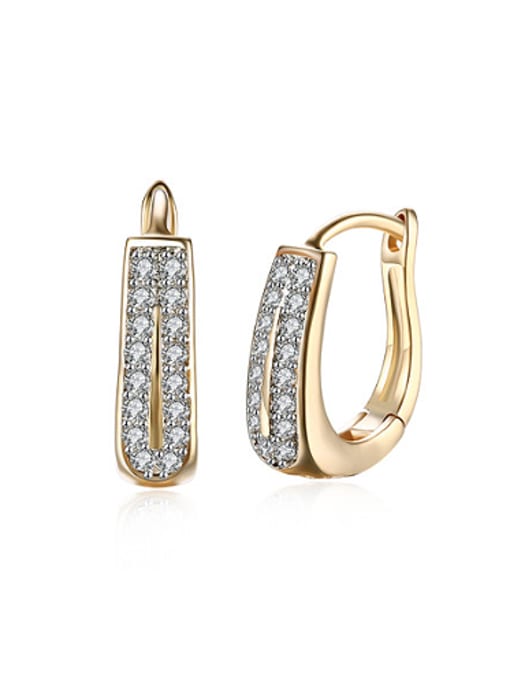 18K Gold White 18K Gold U-shaped Zircon clip on earring