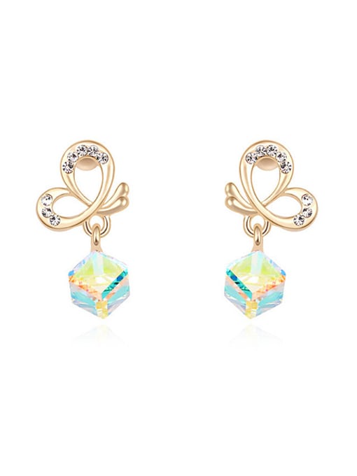 QIANZI Fashion Butterfly Cubic austrian Crystals Alloy Stud Earrings 0