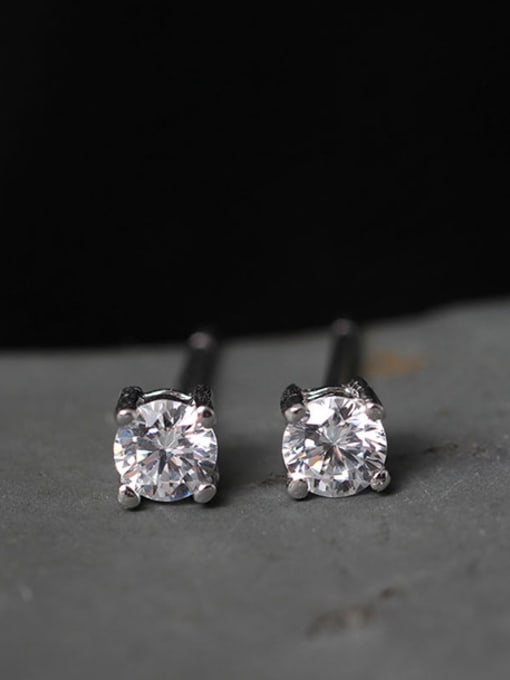 SILVER MI Shining Zircons Fashion Stud Earrings 0