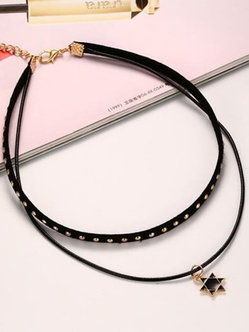 CONG Elegant Star Shaped Artificial Leather Glue Choker 2