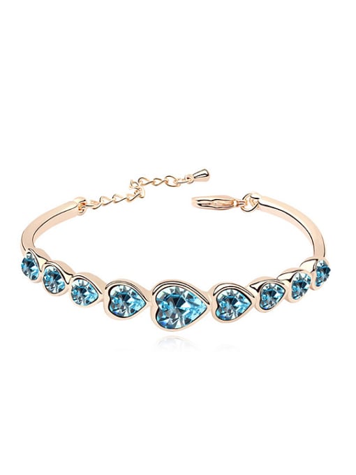 2 Fashion Heart shaped austrian Crystals Alloy Bracelet