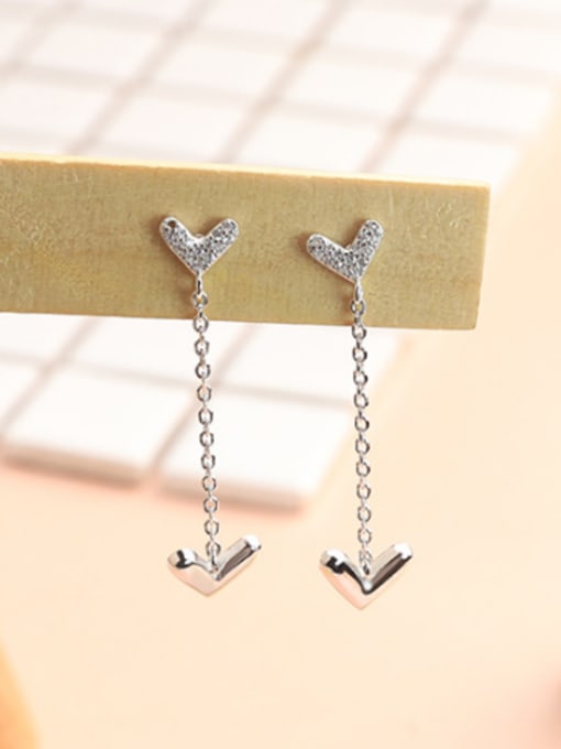 Peng Yuan Fashion Heart-shaped Silver Drop Earrings 2