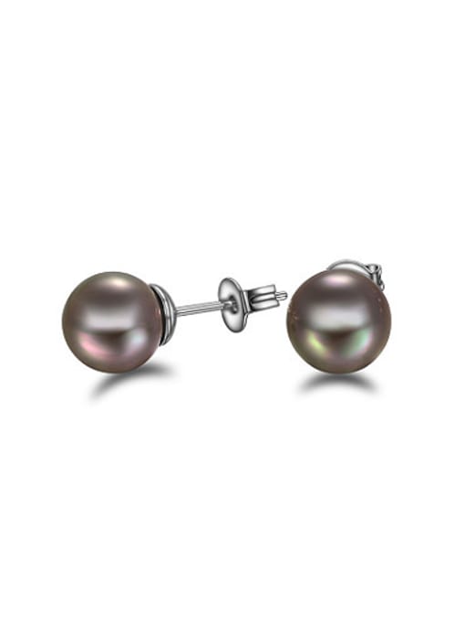 SANTIAGO Creative 18K Platinum Plated Artificial Pearl Stud Earrings 0