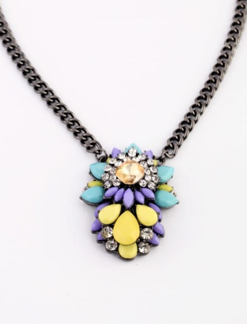 KM Retro Fashion Colorful Stones Alloy Necklace 0