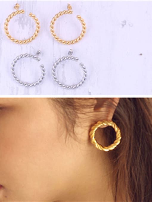 GROSE Titanium With Gold Plated Simplistic Twist Round Hoop Earrings 0