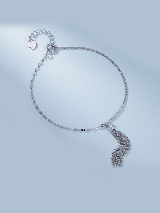 One Silver Women Adjustable Length Tassel Bracelet