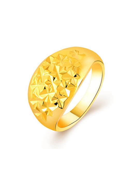 Yi Heng Da Women Exquisite 24K Gold Plated Star Pattern Copper Ring 0