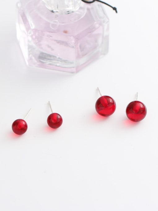 kwan Simple Style Red Garnet Stones Stud Earrings 2