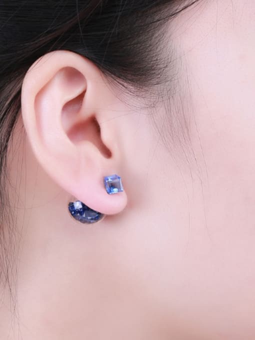 One Silver S925 silver 16m glass stud Earring are all-match Tremella nail 1