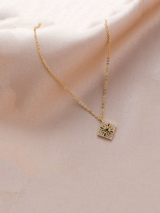 B Necklace Alloy With Gold Plated Simplistic Square Cubic Zirconia Necklaces