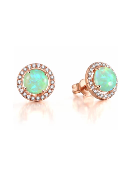 Ronaldo round-shaped Opal 18K rose-plated earring 0