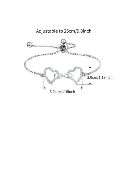 Mo Hai Copper With  Cubic Zirconia Simplistic Heart  Adjustable Bracelets 4