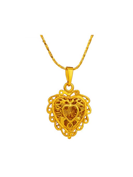 No.1 Copper Alloy Gold Plated Retro style Heart-shaped Pendant