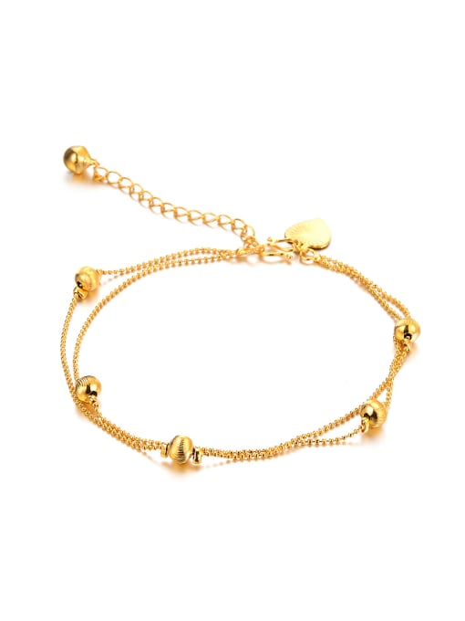 Open Sky Simple Beads Chain Gold Plated Women Anklet 0