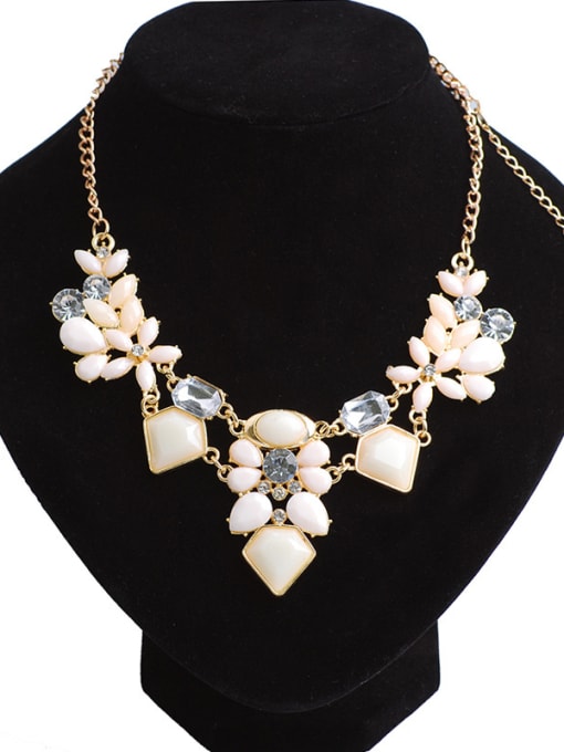 white Fashion Colorful Geometrical Resin Pendant Alloy Necklace