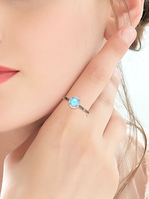 CEIDAI Fashion Opal stone Tiny Zirconias 925 Silver Ring 1