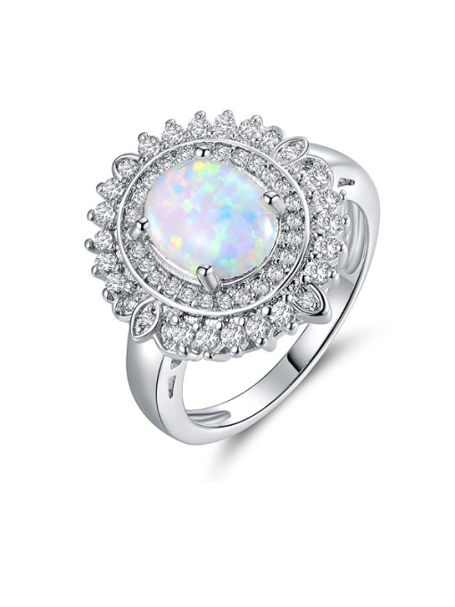 White 2018 Opal Stone Engagement Ring