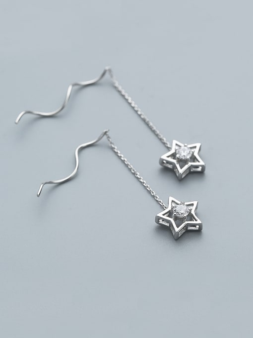 One Silver 2018 Star Shaped Zircon Drop Earrings 0