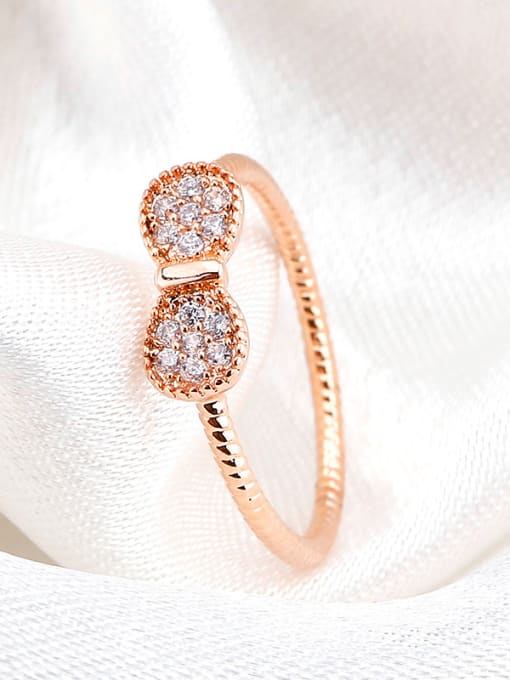 White 18K Rose Gold Bowknot Shaped Zircon Ring