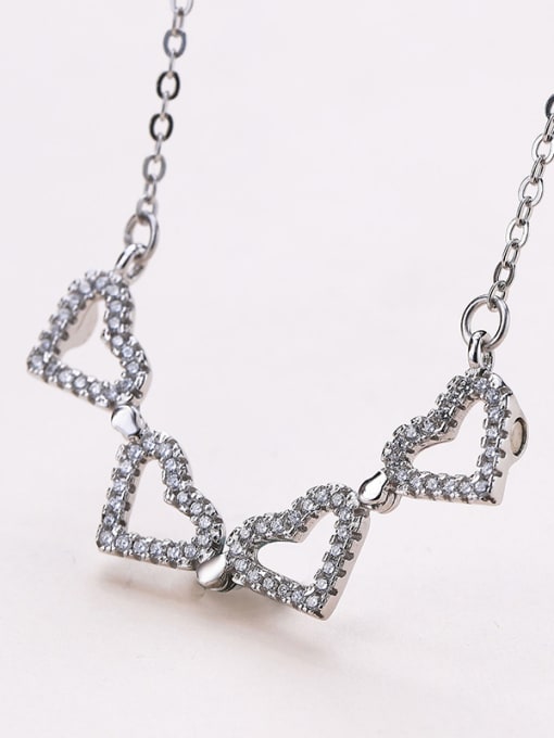 One Silver Four Hearts Necklace 3