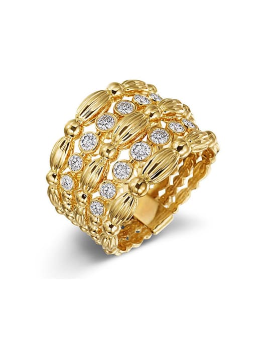 GOLD Copper With Cubic Zirconia   Openwork pattern Personality  Rings