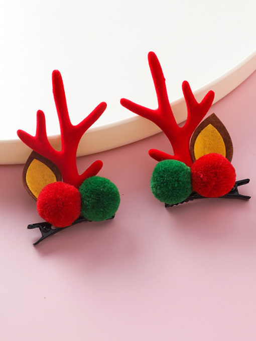 A red (wool ball) Alloy With Platinum Plated Cute Elk Pine Fruit Ball Barrettes & Clips