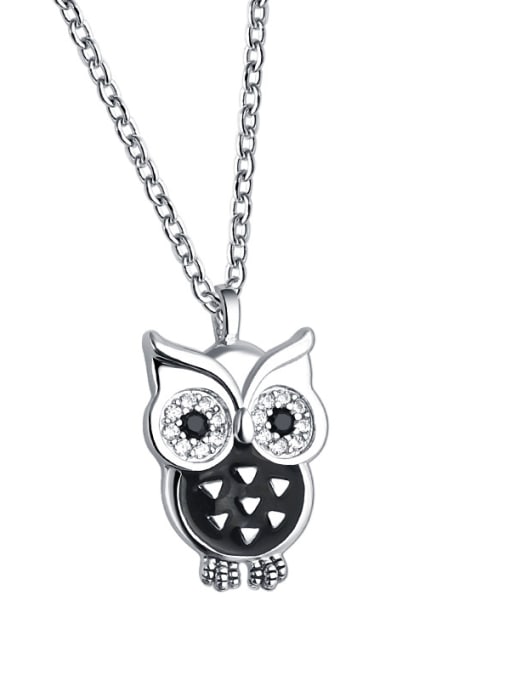 Dan 925 Sterling Silver With  Enamel  Cute Retro owl  Necklaces 0
