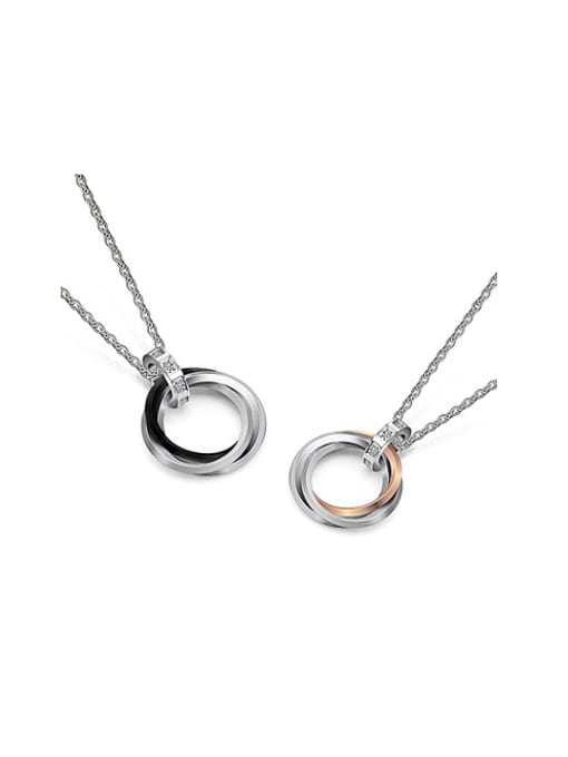 RANSSI Simple Three Rings Lovers Necklace 0