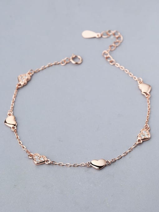 One Silver Rose Gold Plated Heart-shaped Bracelet 0
