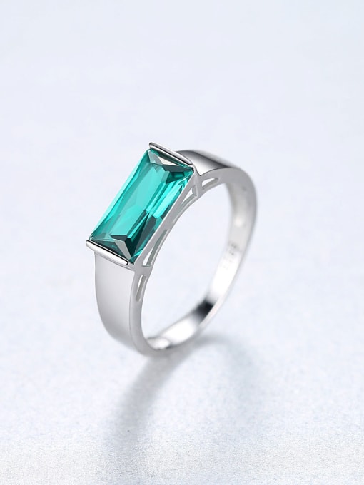CCUI Sterling Silver square Green zircon ring 0