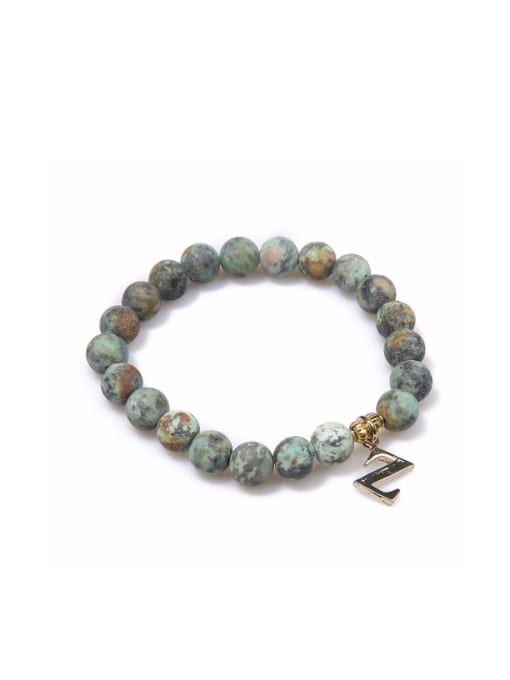 B6060-E African Pine Semi-precious Stones Letter Pendant Bracelet