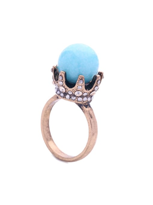 blue Synthetic Stone Lady Alloy Statement Ring