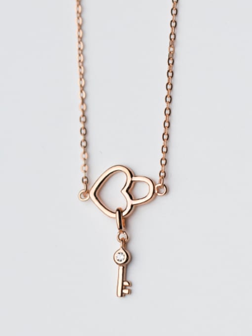 Rosh Elegant Rose Gold Plated Heart Shaped S925 Silver Necklace 0