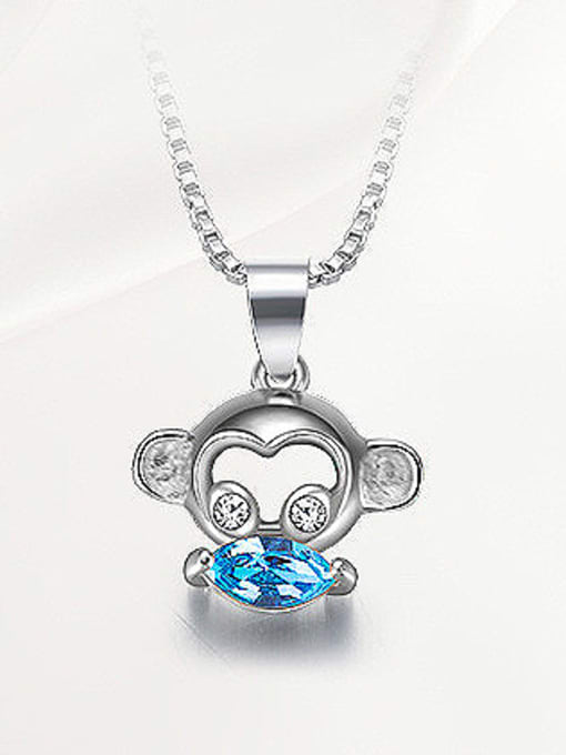 CEIDAI Blue Crystal Monkey-shaped Necklace 0