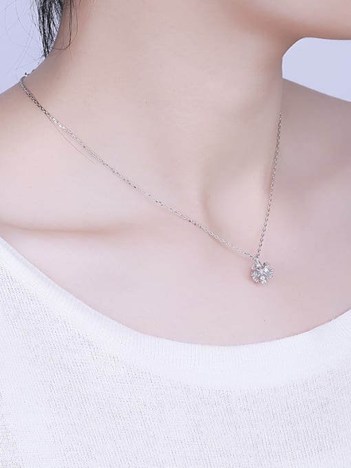 One Silver Platinum Plated Flower Necklace 1