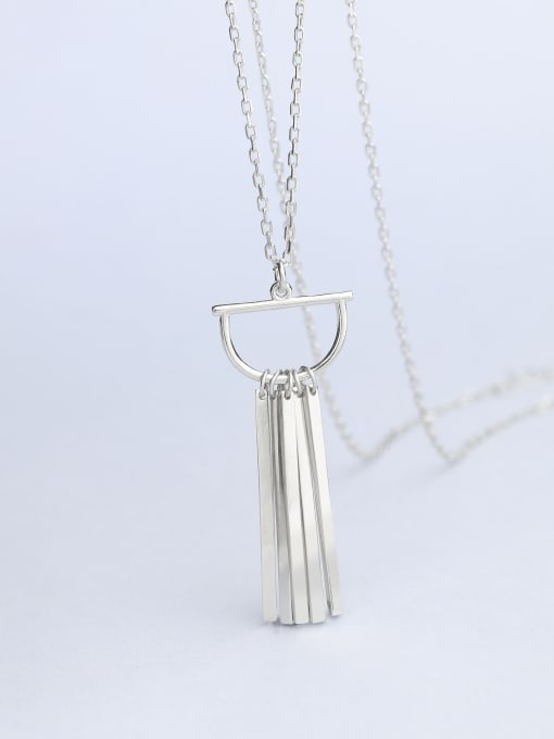 One Silver Tassel Sweater Necklace 2