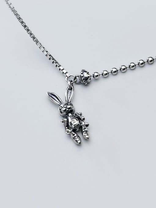 Rosh 925 Sterling Silver With Antique Silver Plated Cute Animal Rabbit Necklaces 1