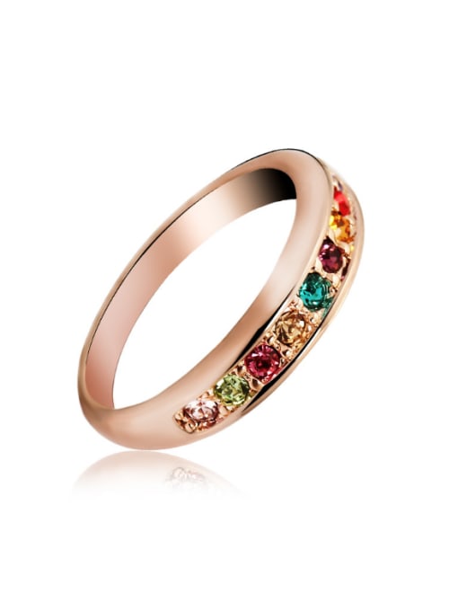 OUXI Austria Rose Gold Crystal band rings 0
