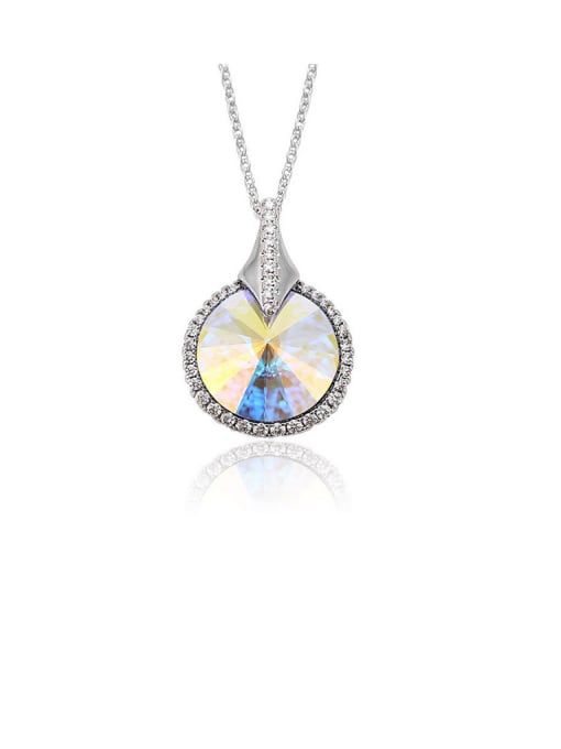 multi-Color Copper Alloy White Gold Plated Fashion Round Crystal Necklace