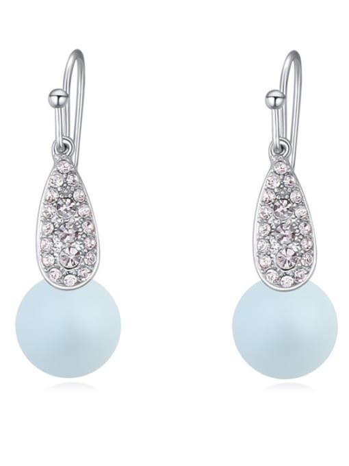 light blue Personalized Imitation Pearls Tiny Crystals Alloy Earrings