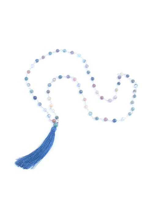 HN1790-I Color Agate Beads Tassel Long Necklace