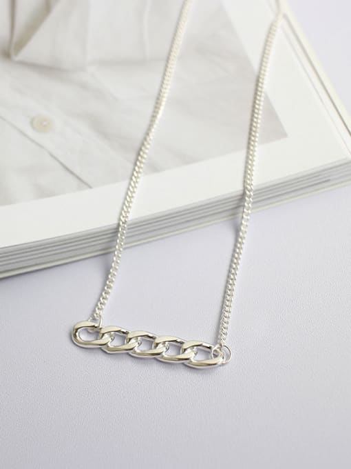 DAKA Simple Short Chain Pendant Silver Necklace 0