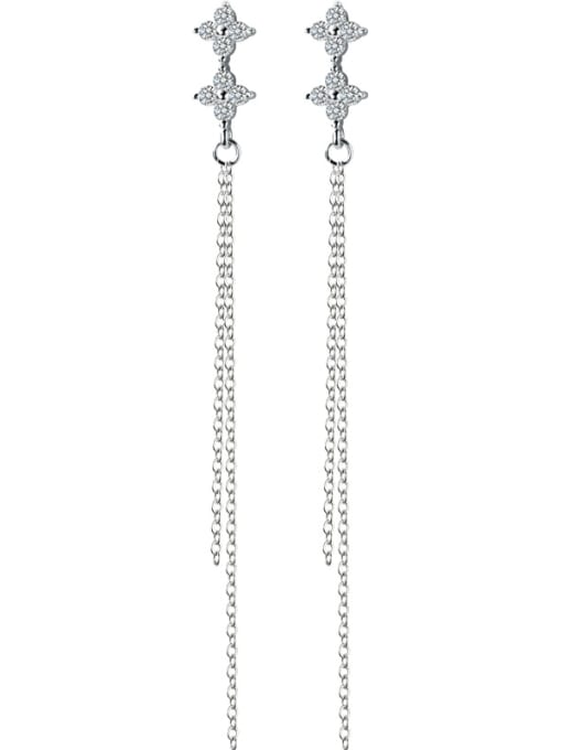 Rosh 925 Sterling Silver With 18k Rose Gold Plated Delicate Chain Cubic Zirconia Earrings 2