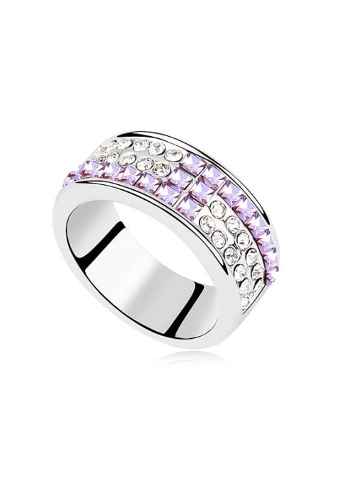 light purple Fashion Tiny austrian Crystals Alloy Platinum Plated Ring